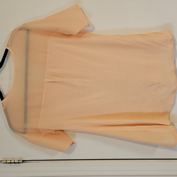 ZARA WOMENS SMALL ORANGE SHORT SLEEVE V NECK  TOP Office colorful light - Picture 3 of 3